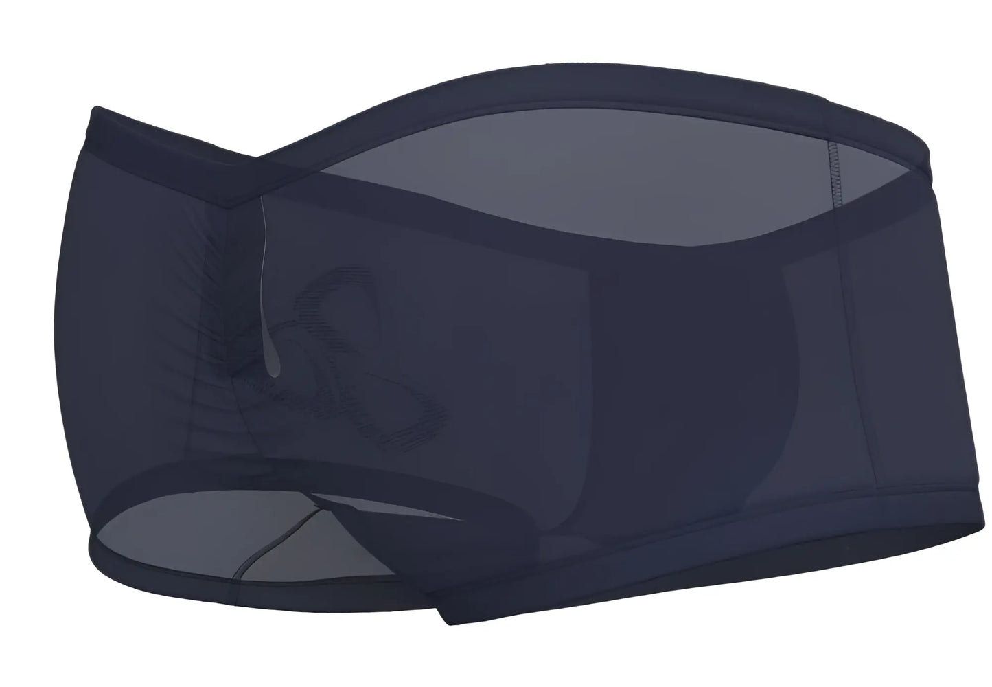 Dark navy silk mesh briefs with a faint logo on the front from private structure bare hipster collection