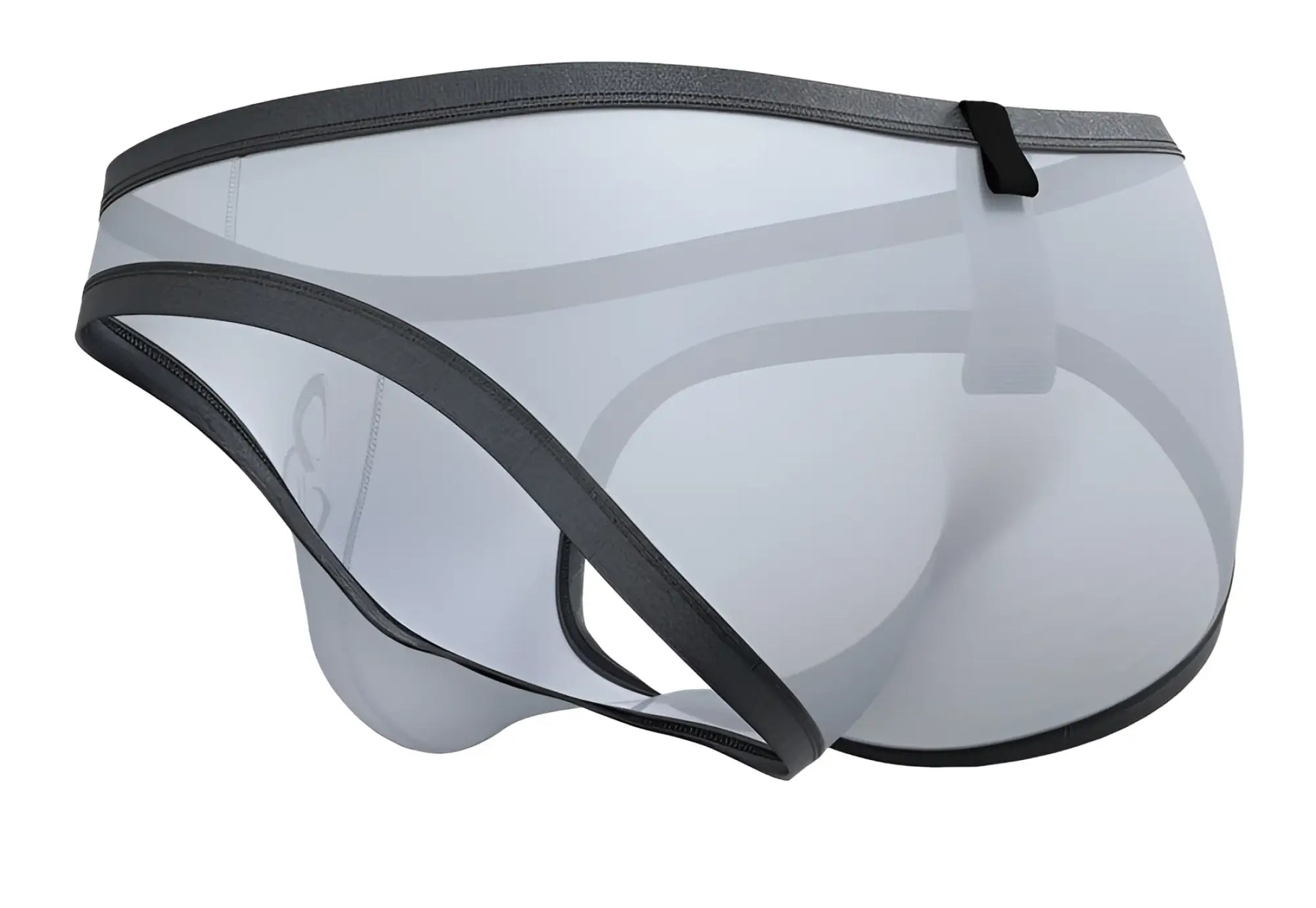 Transparent gray mesh briefs with black elastic trim and small logo on the side private structure bruta4393 bare bikini