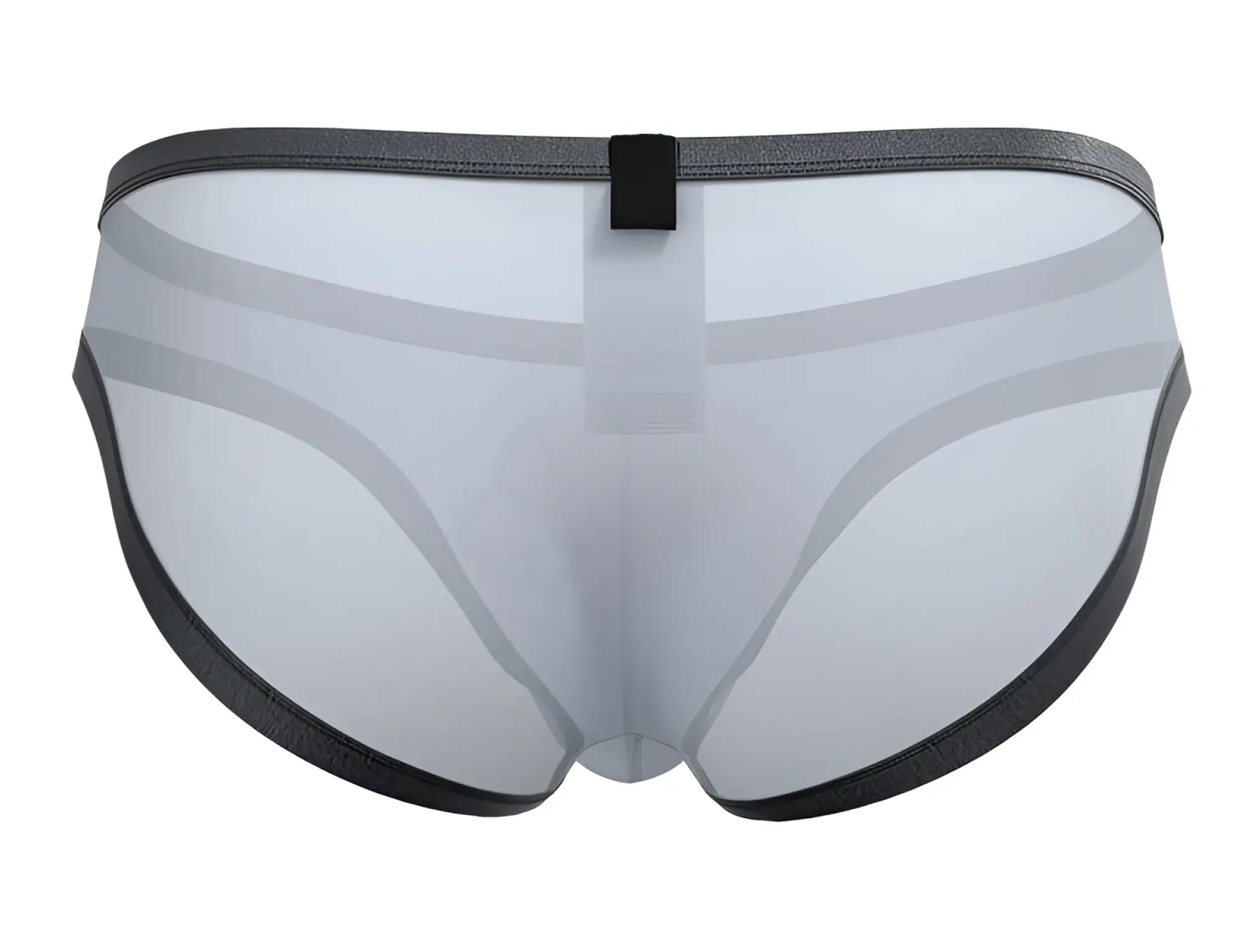 Transparent gray mesh briefs with black elastic trim and central tab from private structure brut4393 bare bikini lilac color