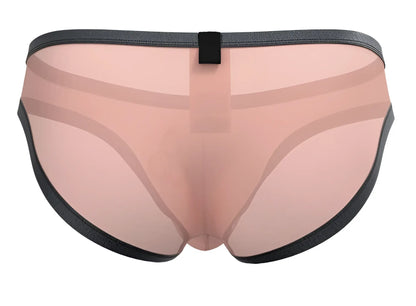 Private structure brut4393 bare bikini in orange sheer mesh briefs with black elastic trim and central tab closure