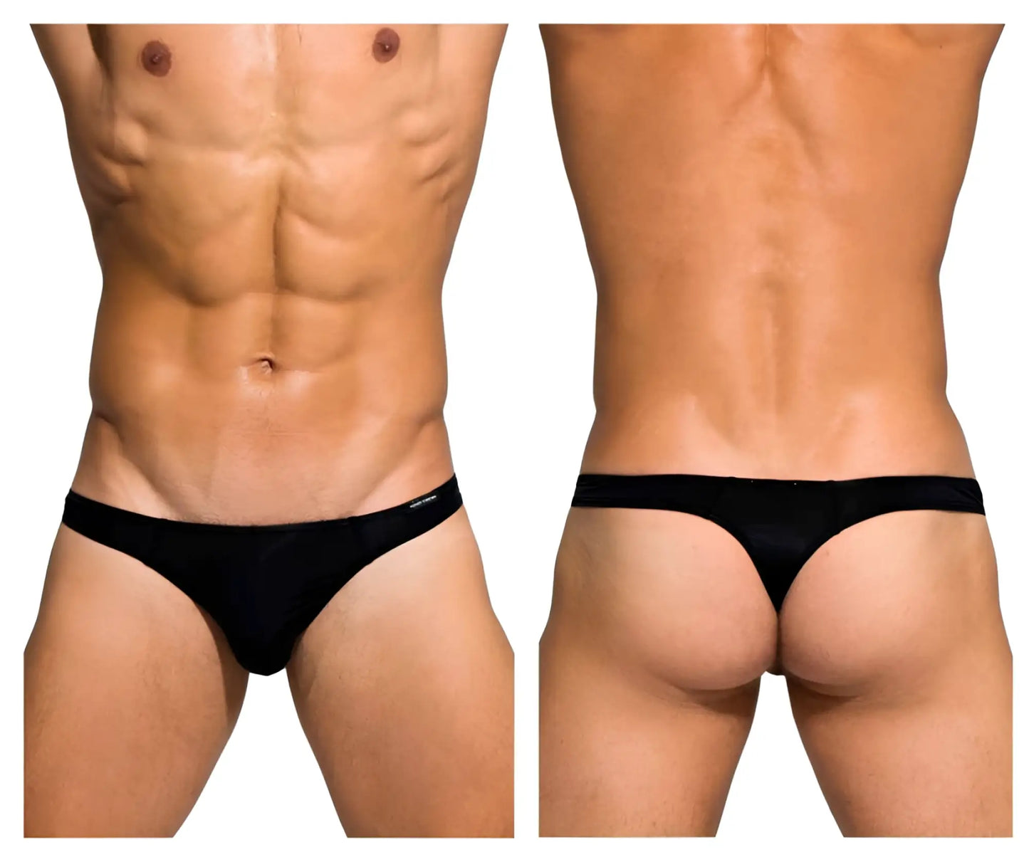 Black thong briefs by private structure with sleek design minimal branding and smooth fabric in black