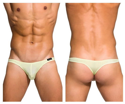 Light green sheer lime thong with black brand tag at waistband private structure dgemu3545bt desire glaze thong
