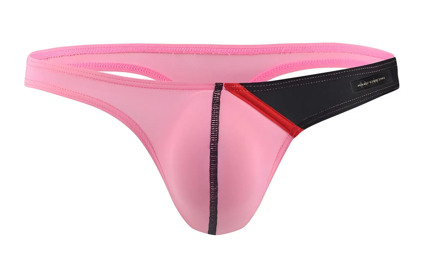 Pink and black private structure dguay4025 desire glaze g-string with red accent stripe in smooth stretchy fabric