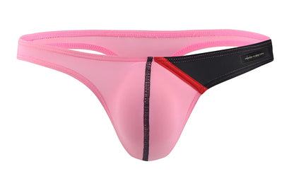 Pink and black private structure dguay4025 desire glaze g-string with red accent stripe in smooth stretchy fabric