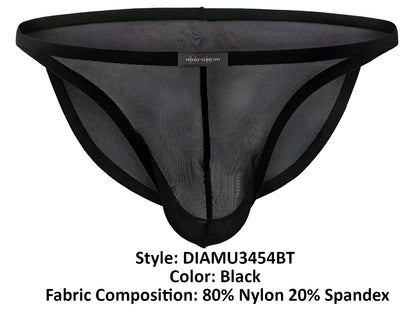 Black mesh thong with black elastic trim and central seam made of 80 nylon 20 spandex from private structure desire intima