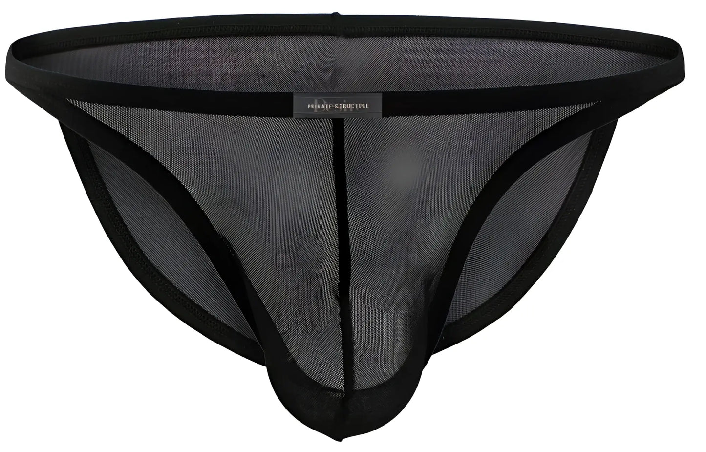 Black mesh thong low rise bikini with reinforced elastic trim and central seam by private structure