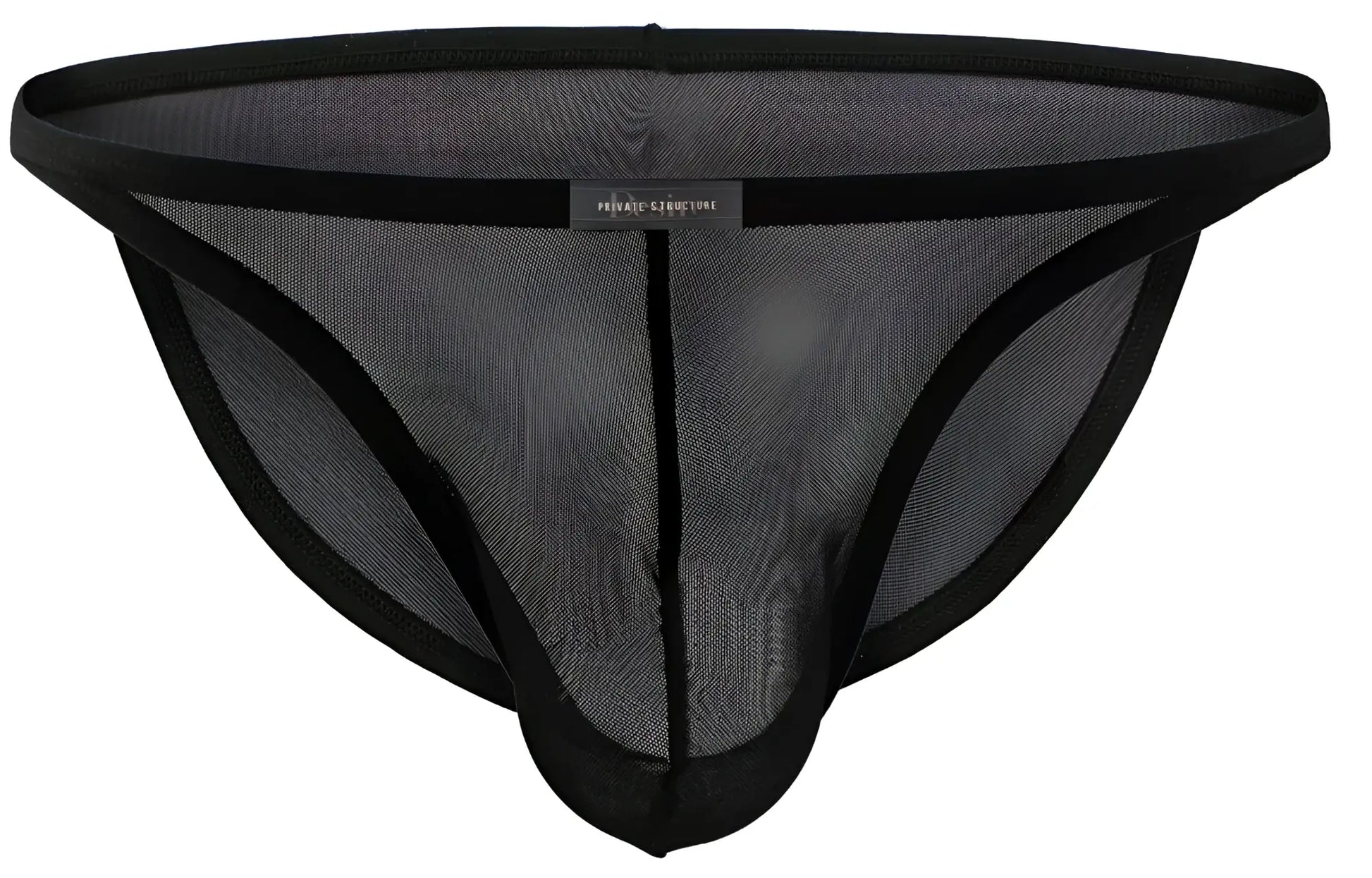 Black mesh thong low rise bikini with reinforced elastic trim and central seam by private structure
