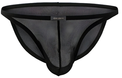 Black mesh thong low rise bikini with reinforced elastic trim and central seam by private structure