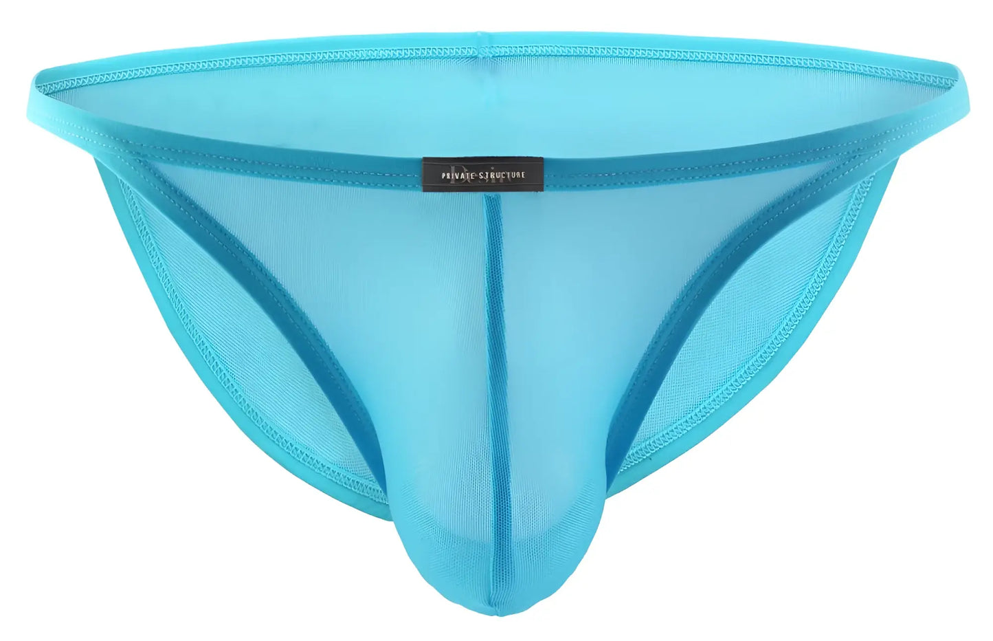 Private structure diamu3454bt desire intima low rise bikini in translucent turquoise mesh with central seam and reinforced edges
