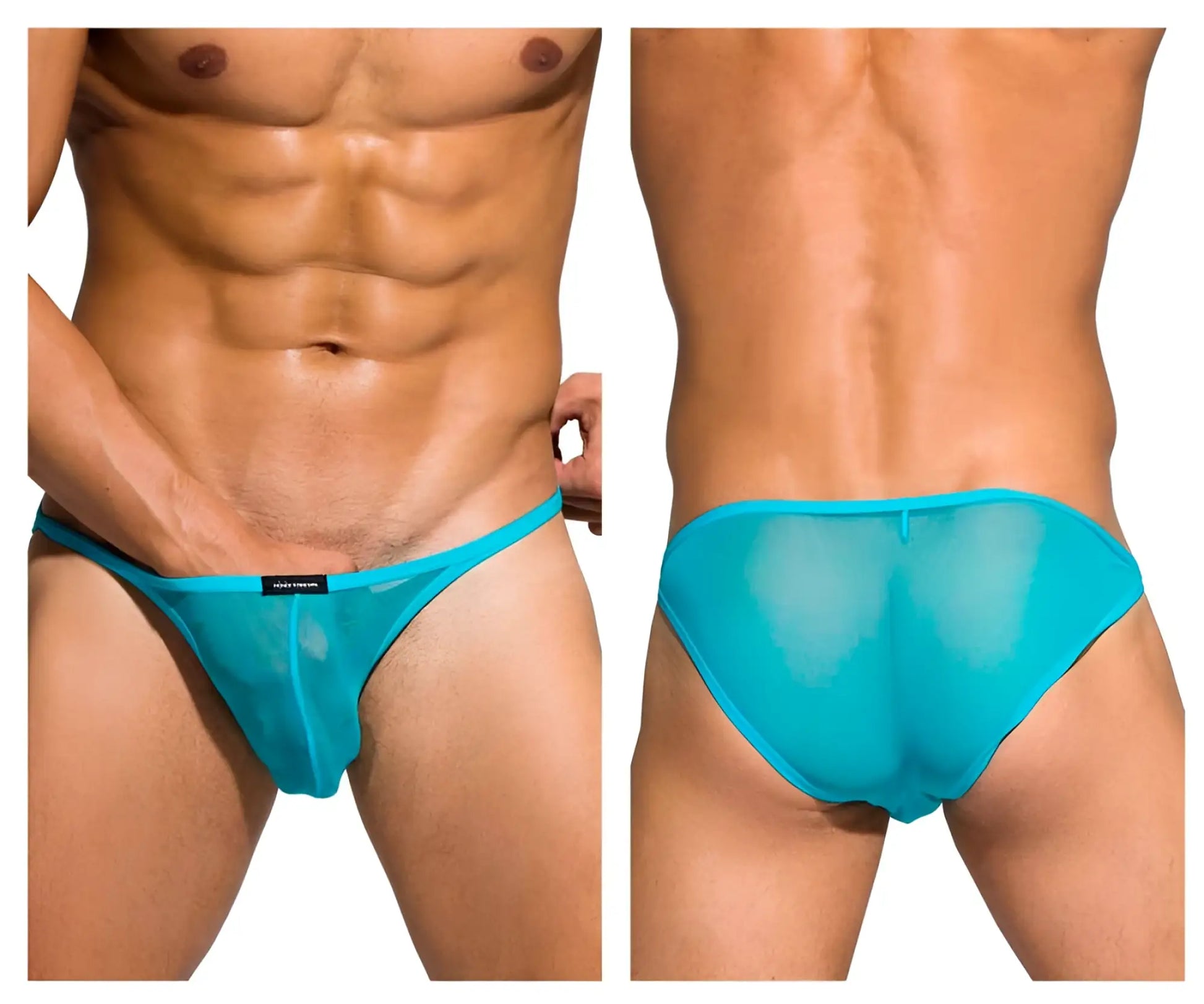Private structure diamu3454bt desire intima low rise bikini sheer mesh briefs in turquoise blue front view