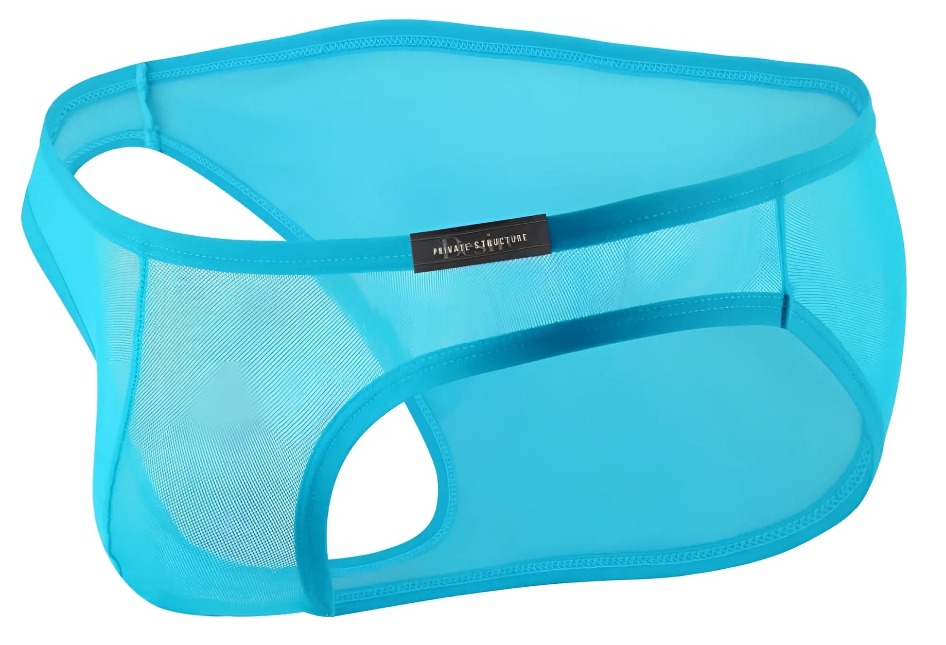 Bright turquoise mesh men’s low rise bikini underwear by private structure with sleek design and reinforced waistband