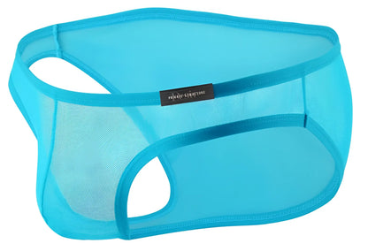 Bright turquoise mesh men’s low rise bikini underwear by private structure with sleek design and reinforced waistband