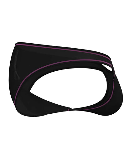 Black athletic briefs private structure epus4563 prime eutopia bikini brief in charcoal with purple stitching and sleek design