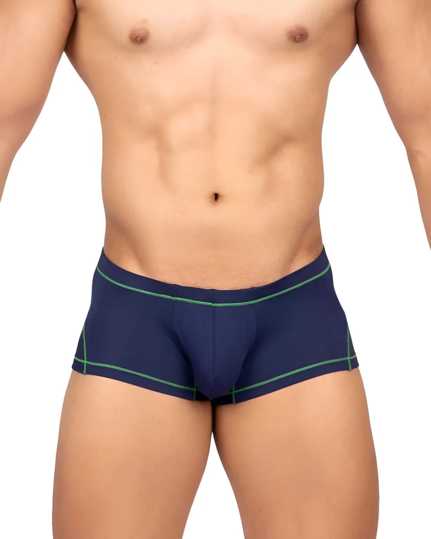 Navy blue private structure epus4570 prime elysian hipster boxer briefs with green trim for comfortable wear