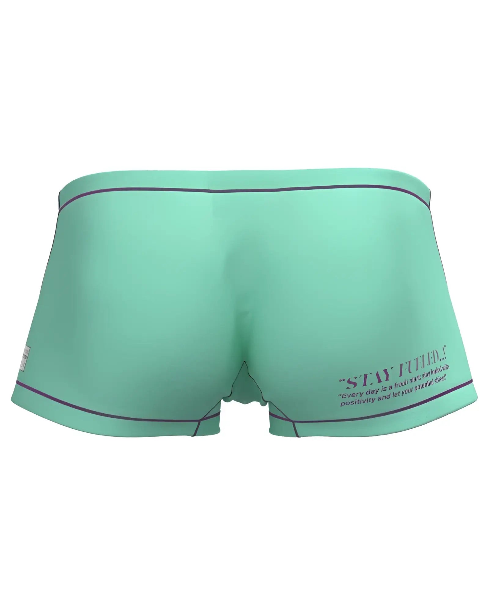 Mint green private structure epus4570 prime elysian hipster boxer briefs with black trim and motivational side print