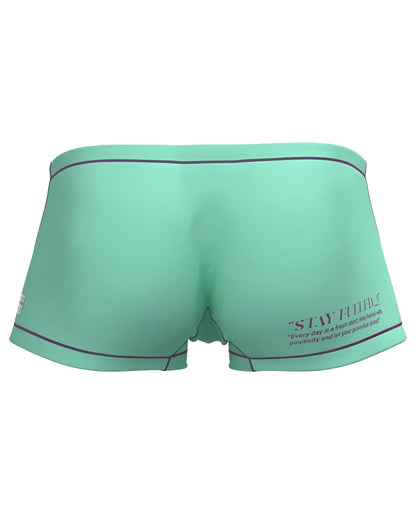 Mint green private structure epus4570 prime elysian hipster boxer briefs with black trim and motivational side print