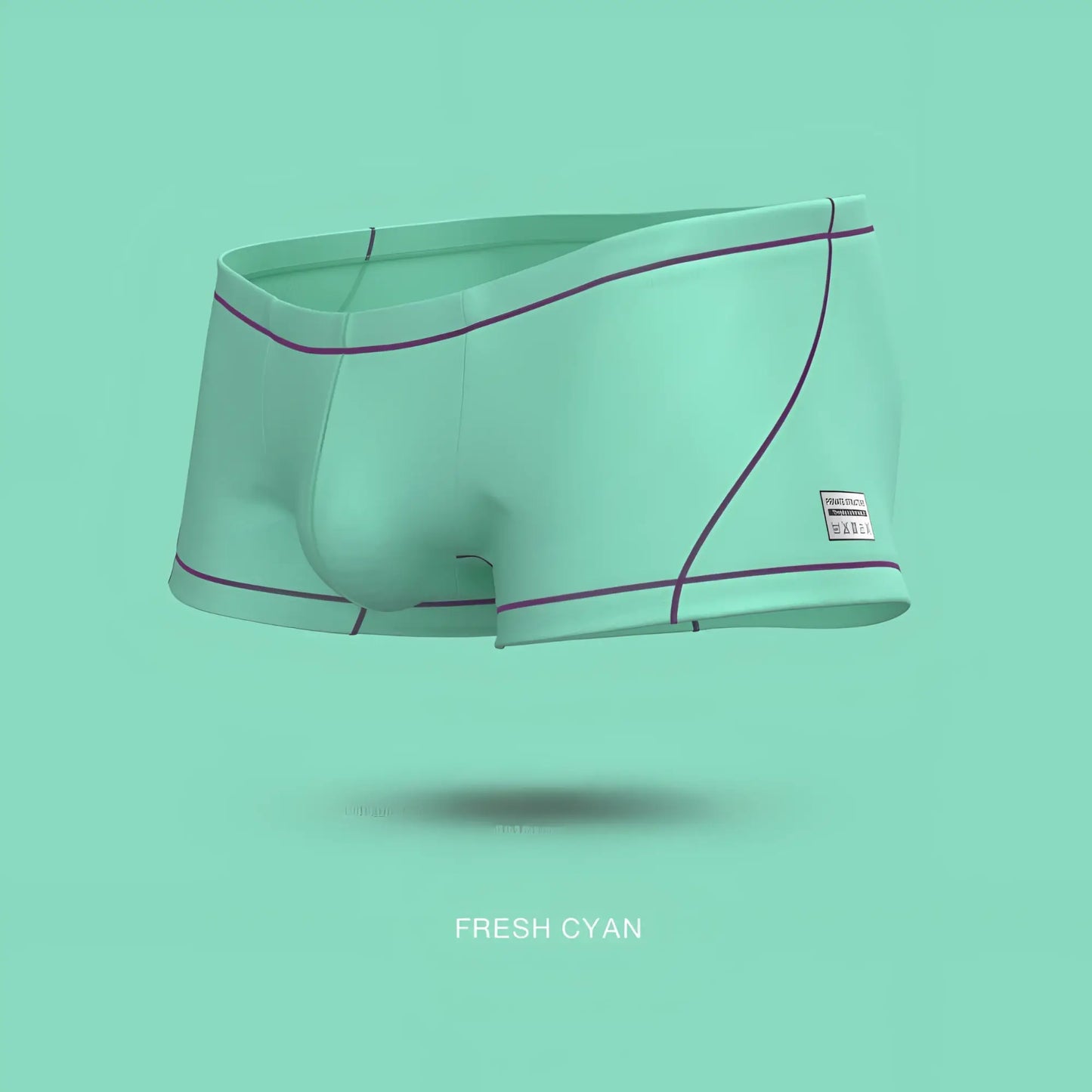 Mint green private structure epus4570 prime elysian hipster boxer briefs with subtle purple stitching along waistband and legs