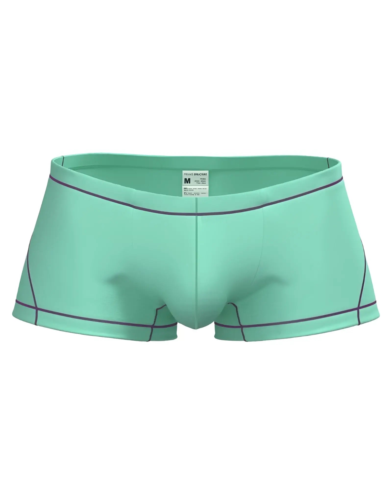Mint green private structure epus4570 prime elysian hipster briefs with dark purple stitching along waistband and legs