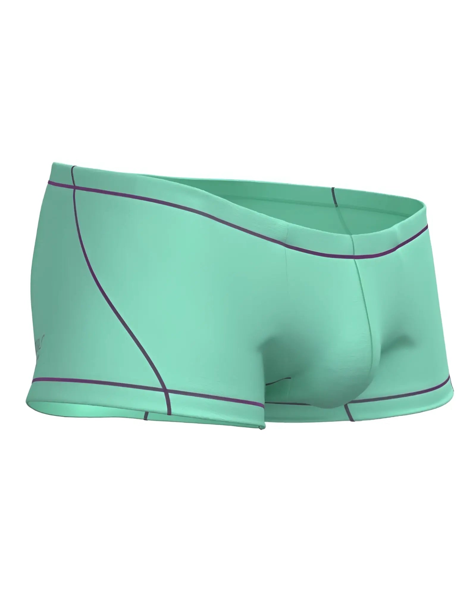 Private structure epus4570 prime elysian hipster briefs in mint green with purple stitching on waistband and leg openings