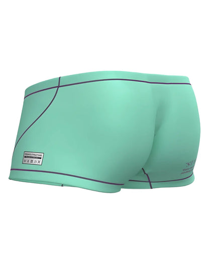 Private structure epus4570 prime elysian hipster mint green swim trunks with black trim and small brand label on side