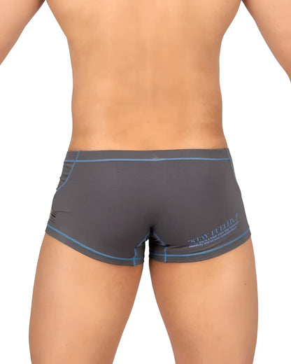 Gray private structure epus4570 prime elysian hipster briefs with blue trim and subtle logo on the side