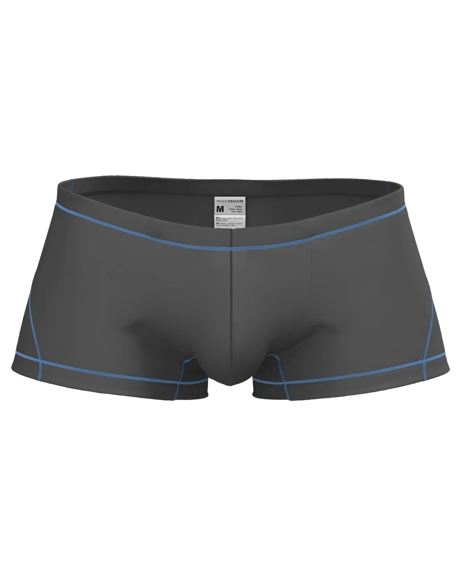 Dark gray private structure epus4570 prime elysian hipster briefs with light blue stitching on waistband and leg openings