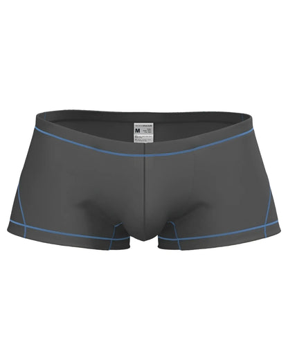 Dark gray private structure epus4570 prime elysian hipster briefs with light blue stitching on waistband and leg openings