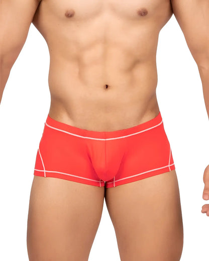 Bright red Private Structure EPUS4570 Prime Elysian hipster briefs with white trim and detailed stitching