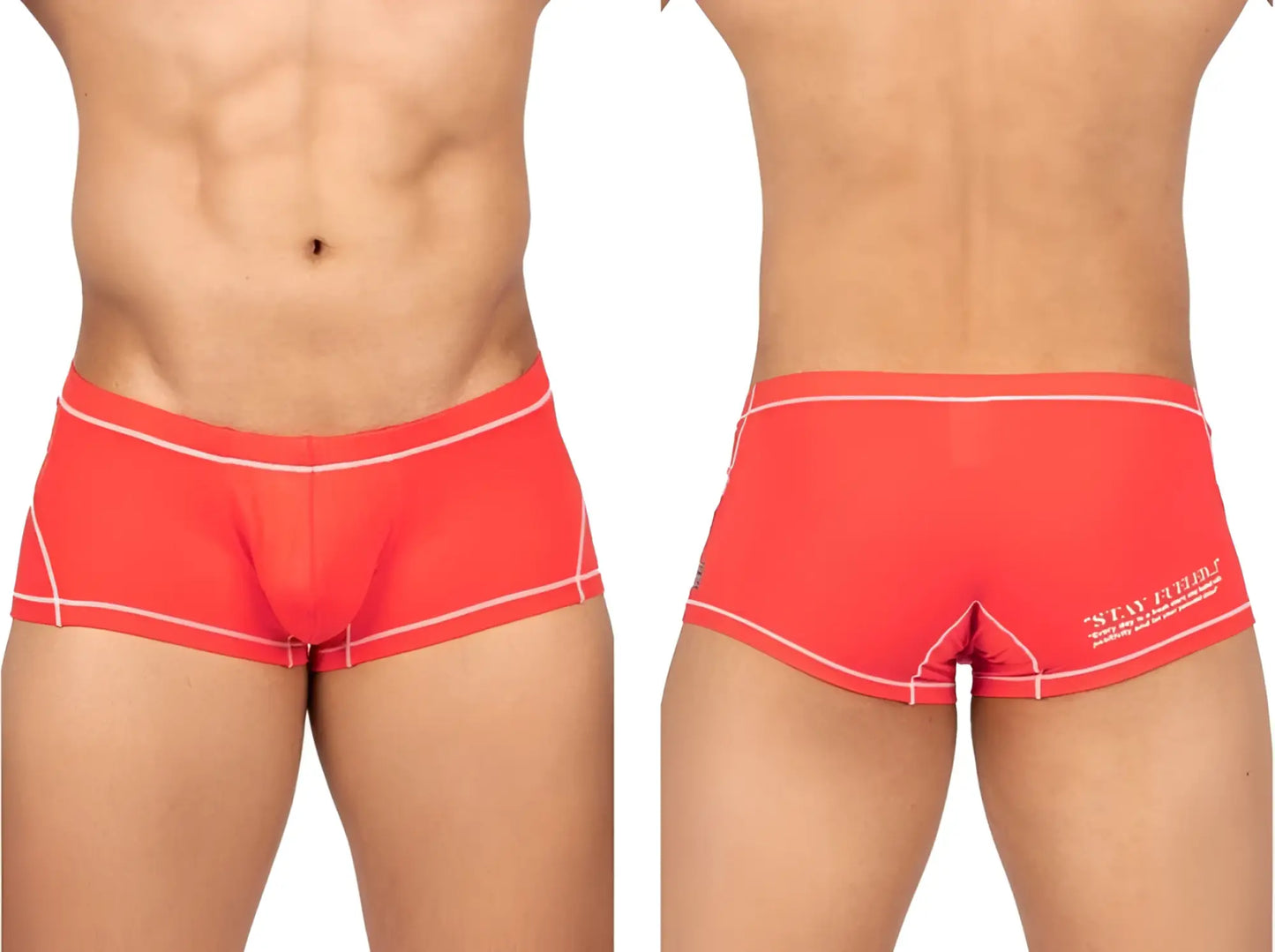 Bright red private structure epus4570 prime elysian hipster men’s briefs with white stitching and stay future logo on back