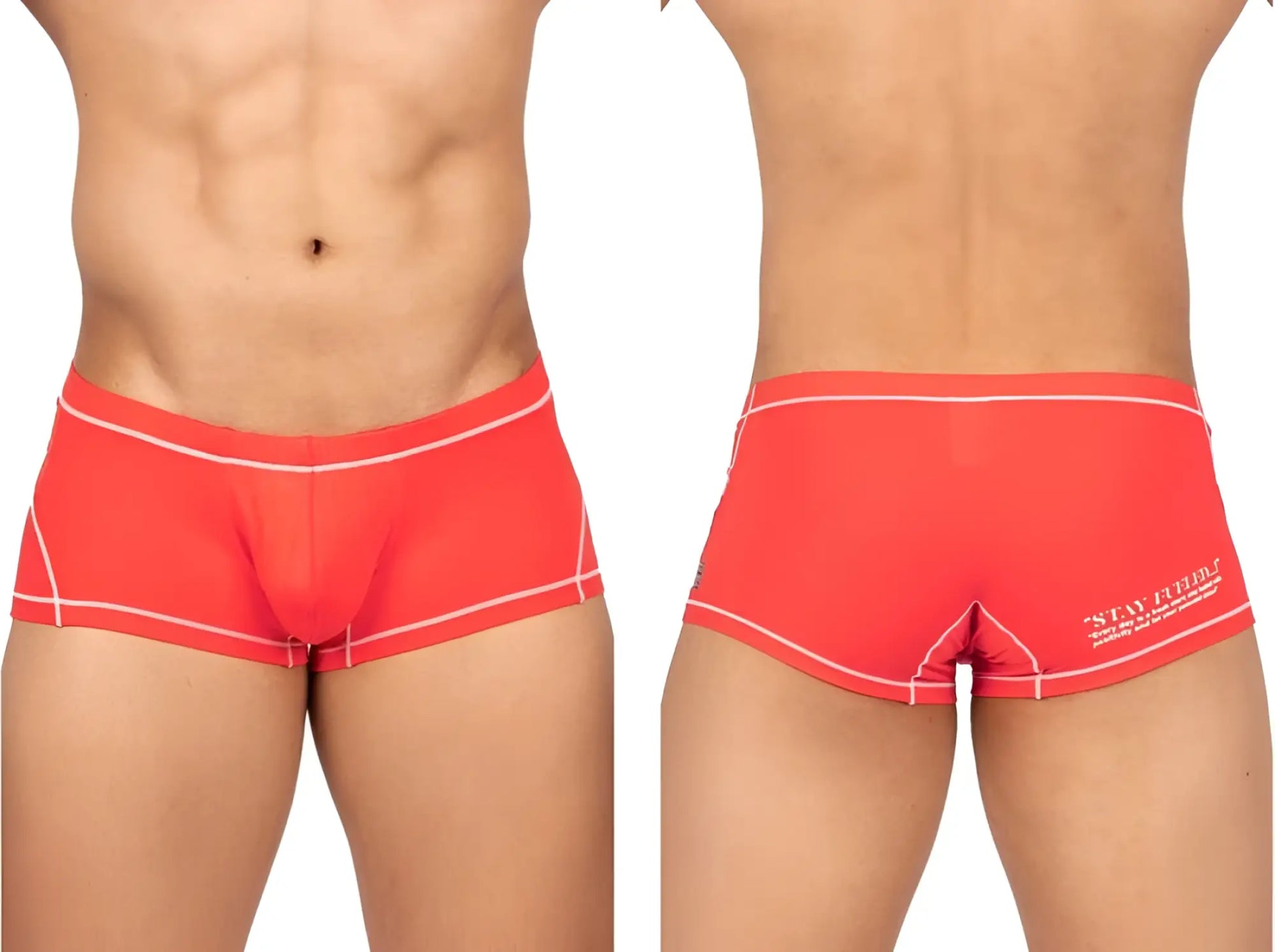 Bright red private structure epus4570 prime elysian hipster men’s briefs with white stitching and stay future logo on back