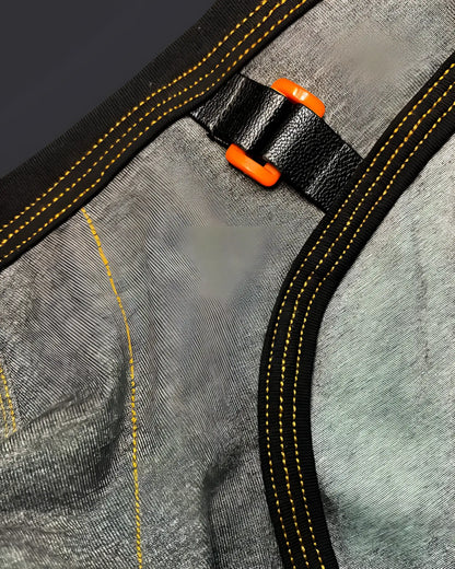 Private structure lcut4358 barn boy low rise mini brief stone gray with black leather strap and bright orange plastic buckle