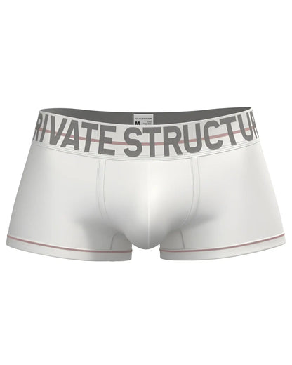 White private structure moux4103 mo lite contour brief with gray waistband logo and red trim on leg openings