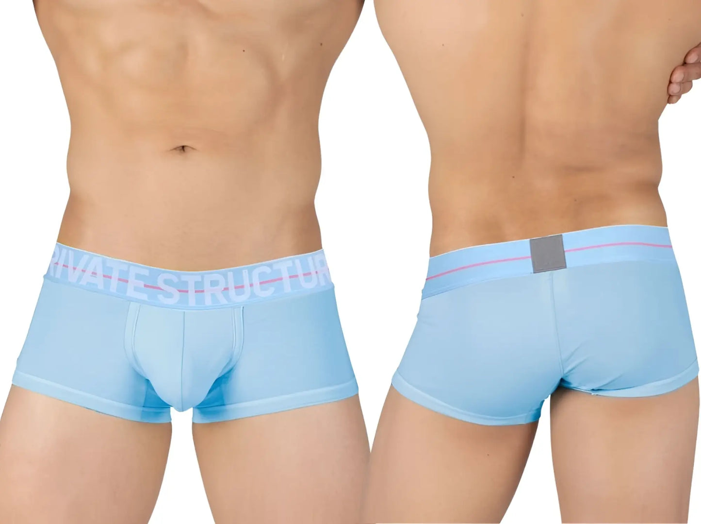 Light blue private structure mo lite mid waist trunk men’s briefs with pink white branded elastic waistband
