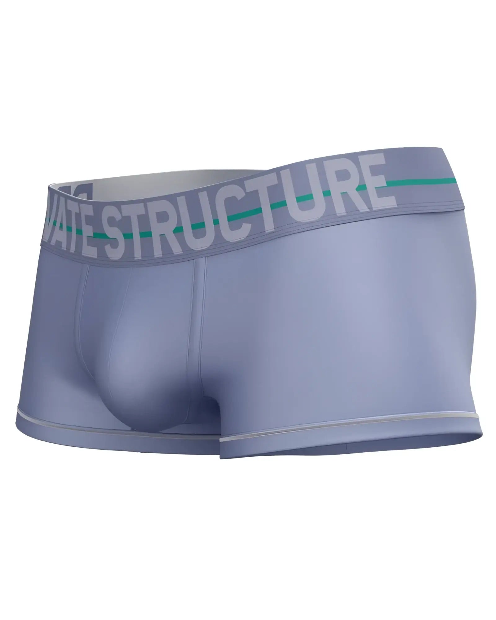 Light blue private structure moux4103 mo lite mid waist men’s boxer briefs with gray waistband and white logo
