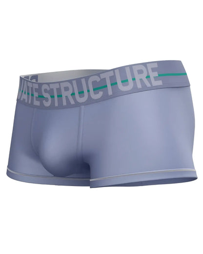 Light blue private structure moux4103 mo lite mid waist men’s boxer briefs with gray waistband and white logo