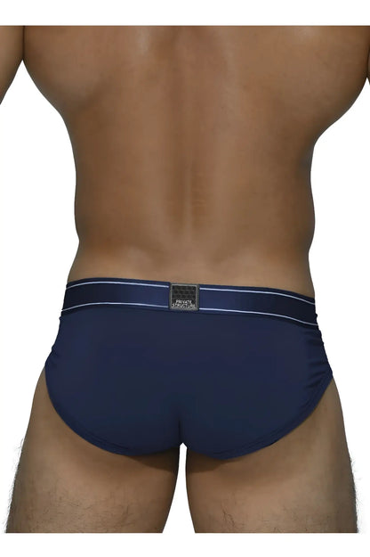 Private Structure Platinum Bamboo briefs in midnight navy with white trim and black brand label on the waistband