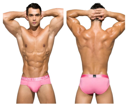 Pink private structure platinum bamboo contour briefs with branded waistband in blush color for men