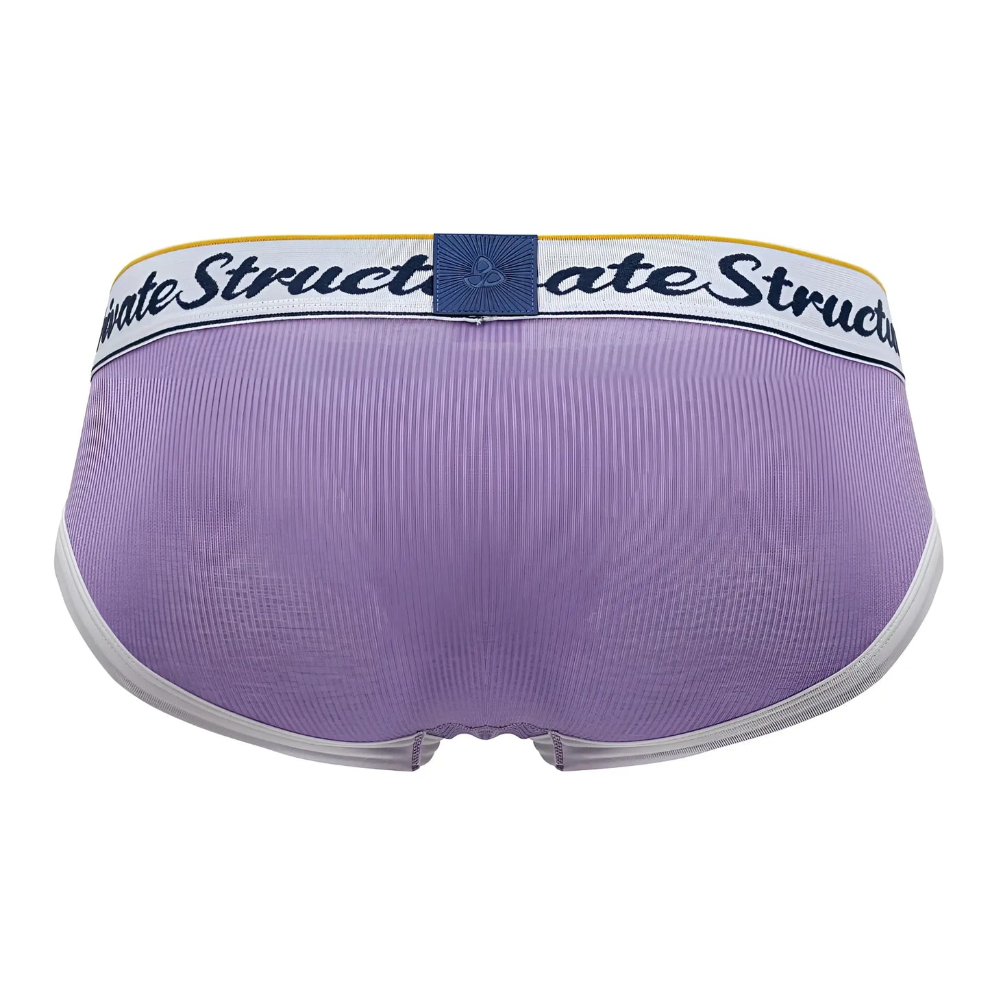 Purple private structure classic mid waist mini briefs with ribbed fabric white waistband and blue logo patch