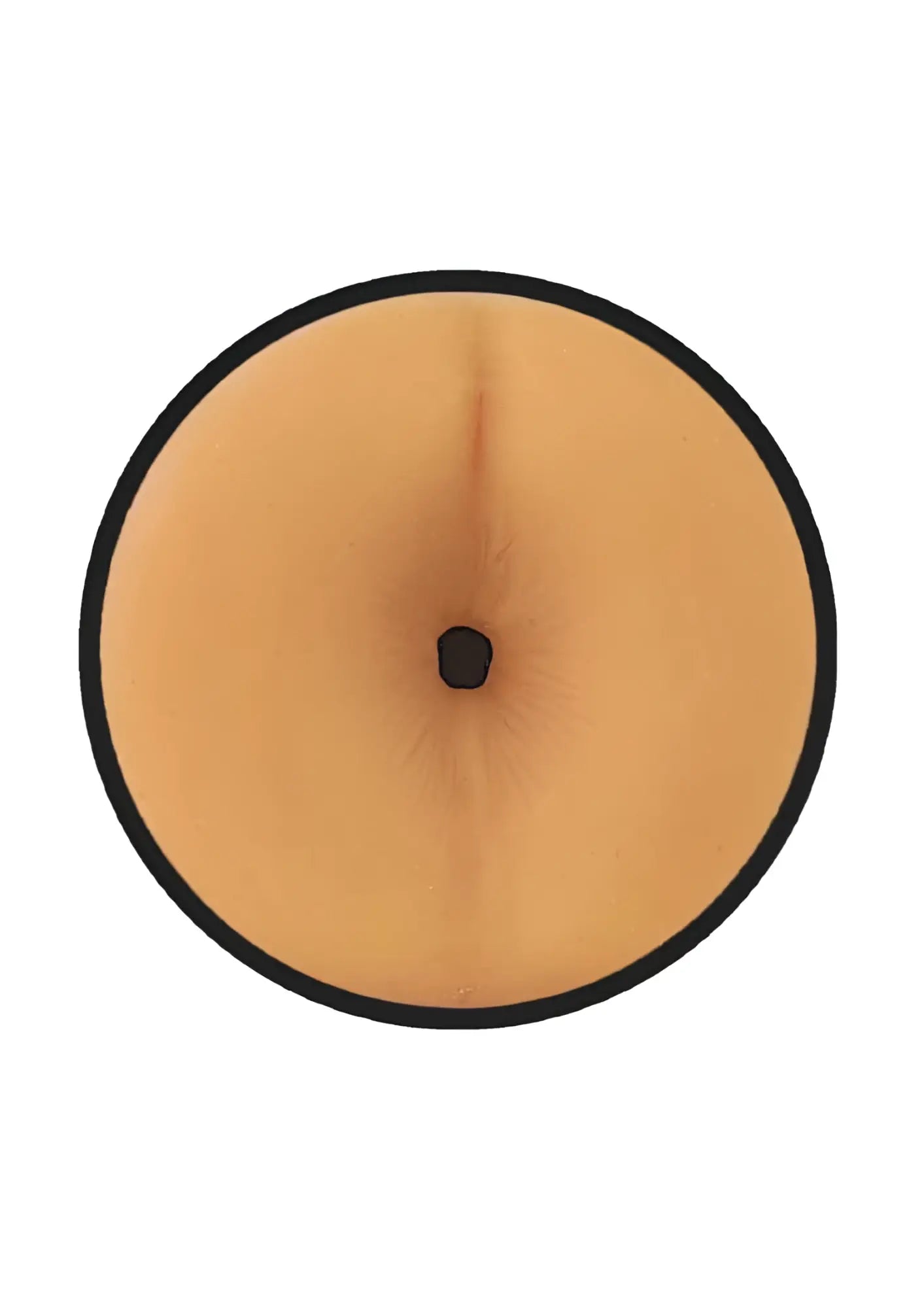 Tan silicone belly button cover with black border and central hole for prowler red manhole stroker
