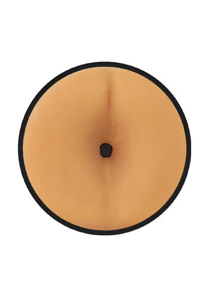 Tan silicone belly button cover with black border and central hole for prowler red manhole stroker