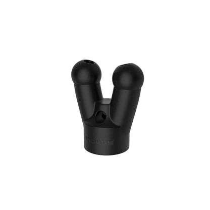 Black rubbery dual-ball mount adapter with matte finish and crowler engraving for prowler red topper the double cap