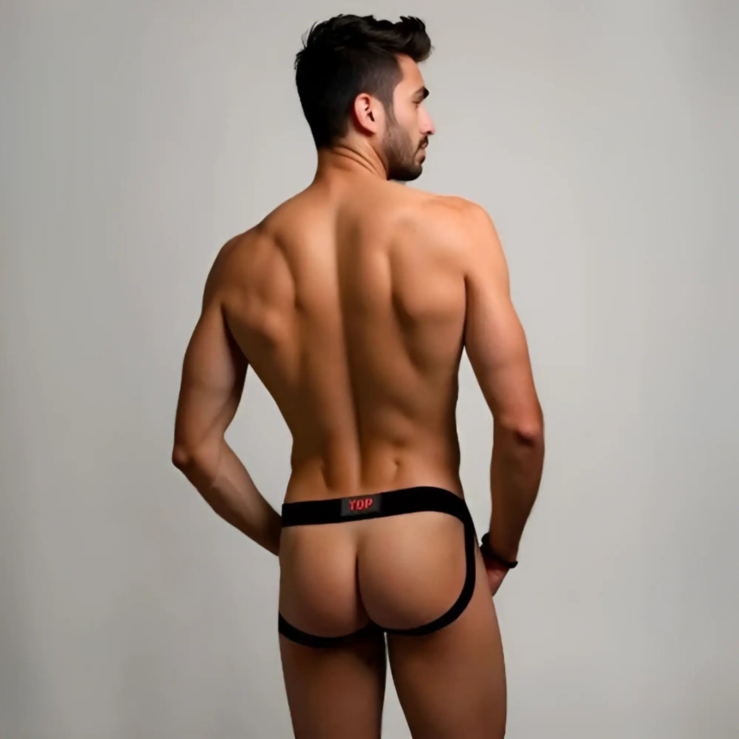 Black ydp brand briefs with a red logo waistband from prowler switch jockstrap collection for active support