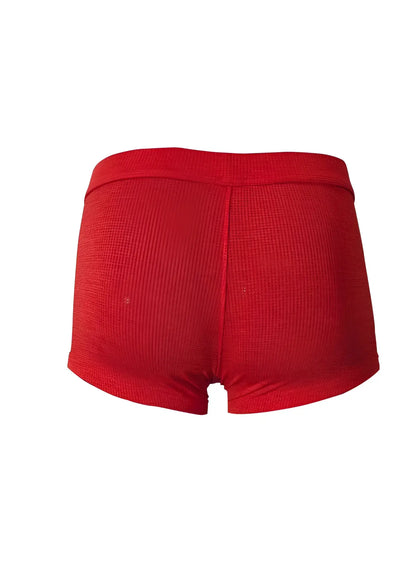 Red relax trunk red ribbed fabric shorts with snug fit and elastic waistband for comfortable wear