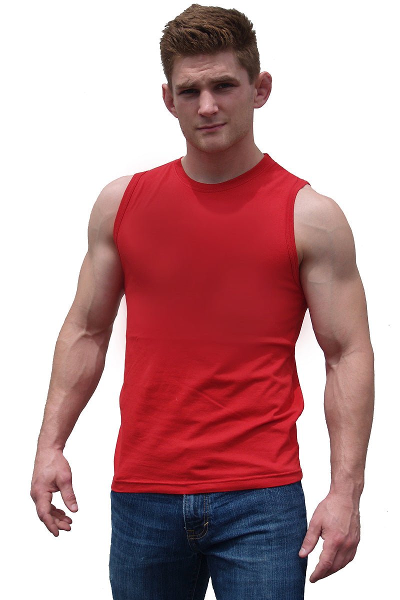 Ajaxx63 Red Sleeveless Athletic Fit Barefront