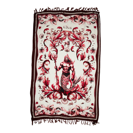 CA-RIO-CA REI NETUNO Burgundy Canga de Praia- Brazilian Beach Towel (Sarong / Pareo)