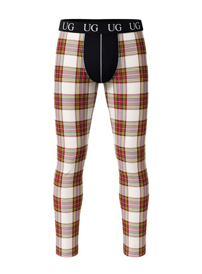 Relax contrast leggings with plaid pattern, black waistband featuring ug logo, and matching black inner panel