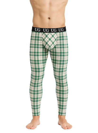 Relax leggings featuring green and white plaid patterned ug underwear with a black waistband and logo