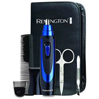 Remington 3-in-1 trimmer nose ear and face kit blue and black with textured grip and metallic tip size one size