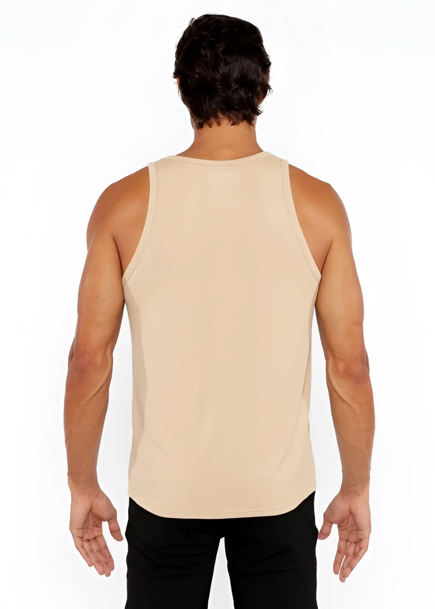 Beige rib modal tank featuring a simple fitted design sleeveless top perfect for layering or casual wear