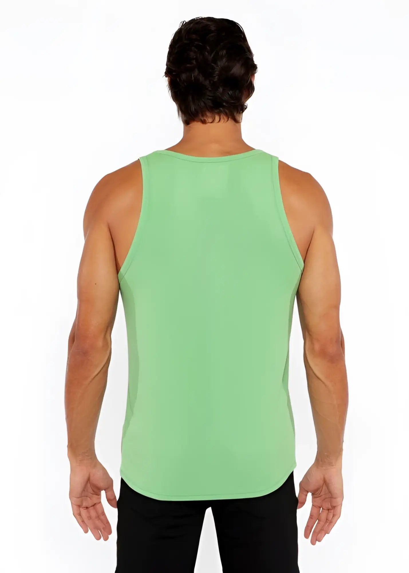 Rib modal tank solid light green sleeveless tank top with rounded neckline and hemmed armholes